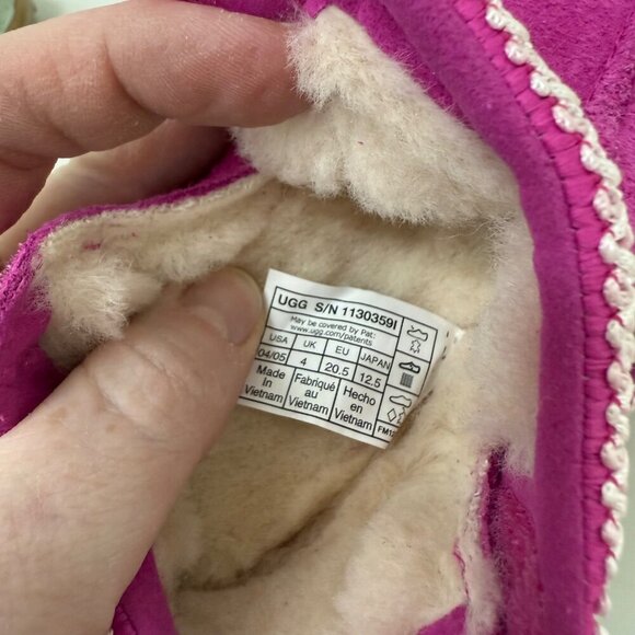 Ugg Tasman Pink Suede Leather Wool Lined Shoe 1130359I Infant Baby Girl size 4/5 - Picture 5 of 9